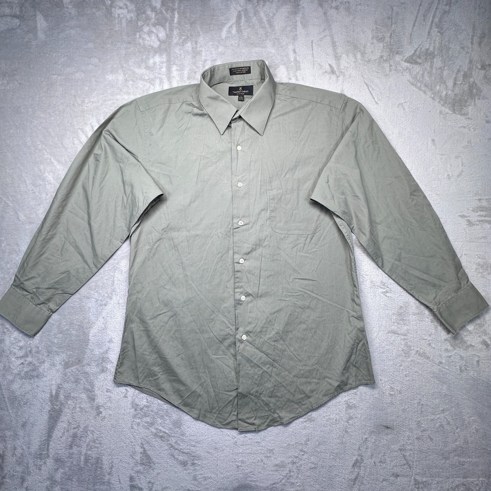Valerio Garati Dress Shirt Mens Large 16-16.5 Green Fitted Oxford Button Up